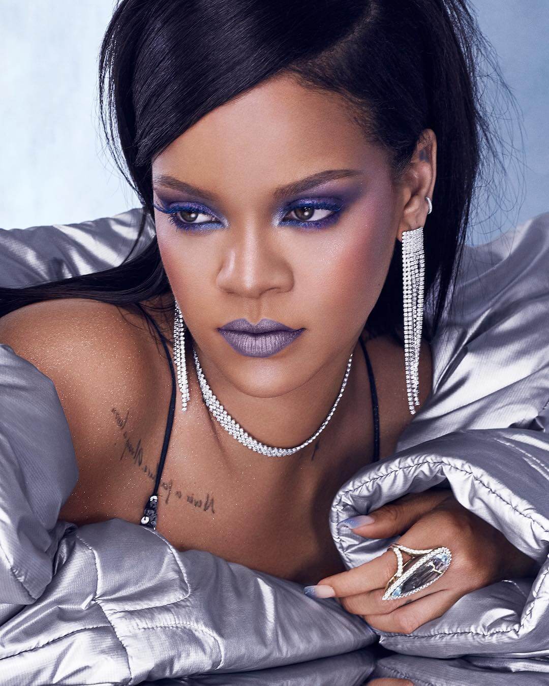 rihanna purple eye makeup